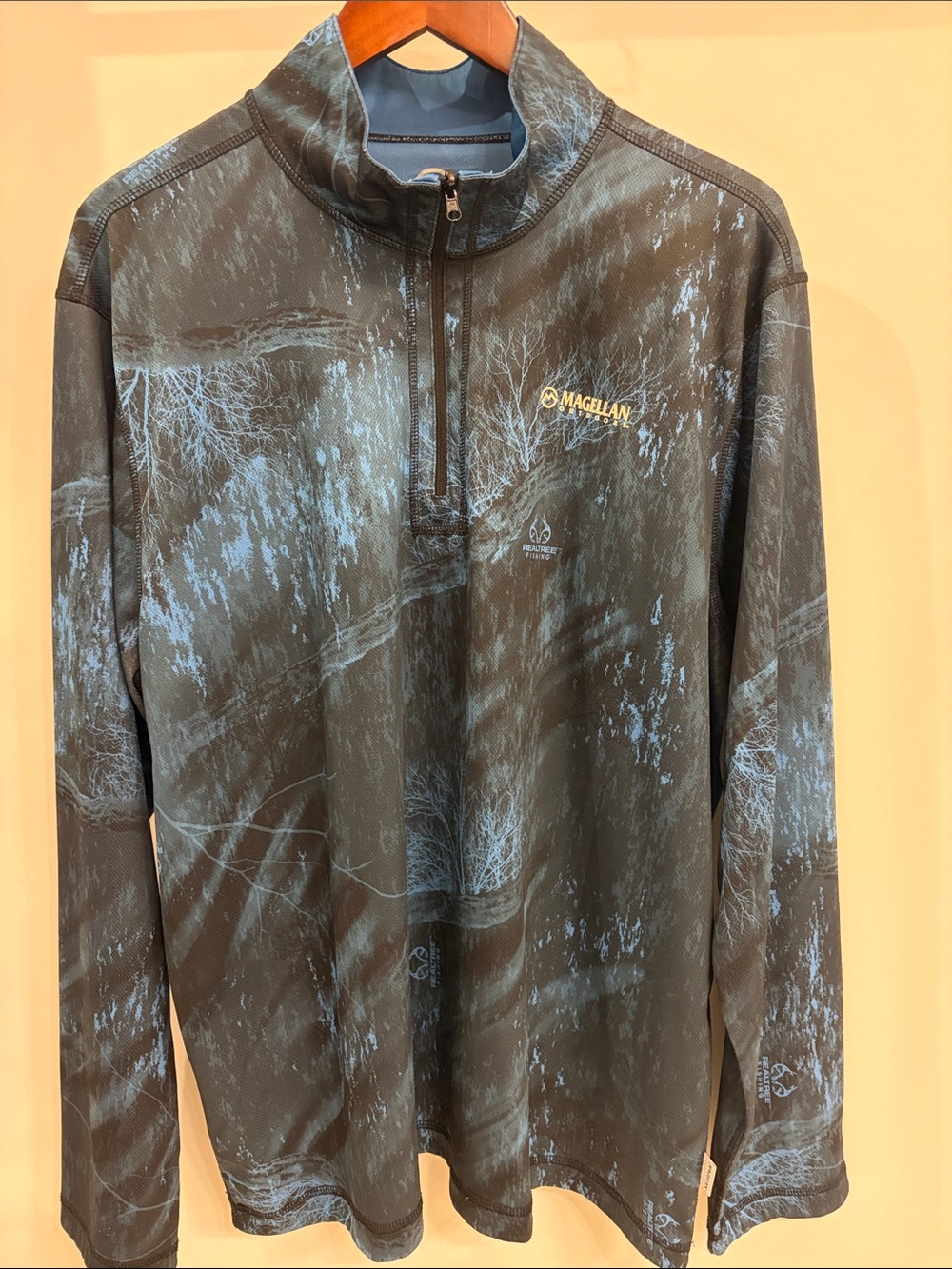 Magellan Limited Edition Real Tree Black and Blue Long Sleeve Performance Shirt